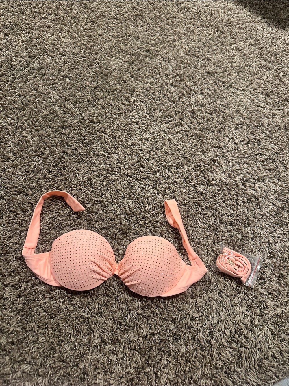 Xhilaration Peach Polka Dot Convertible Push-Up Bra